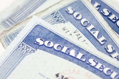 Social security cards laid out close up image concept